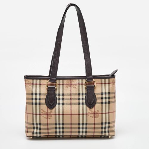 Dark Brown Haymarket Check Coated Canvas and Leather Regent Tote - Burberry - Modalova