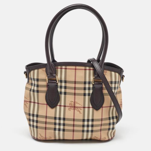 Dark Brown Haymarket Check Coated Canvas and Leather Newfield Tote - Burberry - Modalova