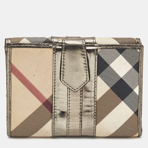 Beige Housecheck PVC and Patent Leather French Wallet - Burberry - Modalova