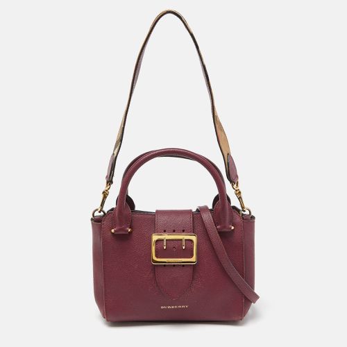 Grained Leather Small Buckle Tote - Burberry - Modalova