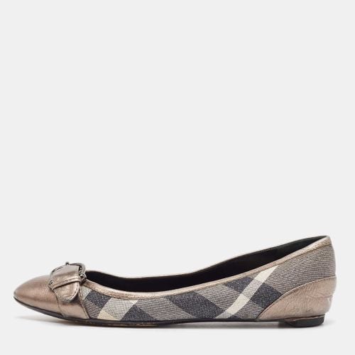 Grey Leather and Glitter Nova Check Canvas Ballet Flats Size 38 - Burberry - Modalova