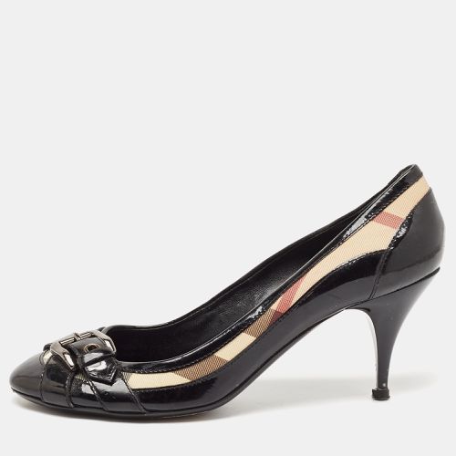 Canvas and Leather Pointed Toe Pumps Size 39.5 - Burberry - Modalova