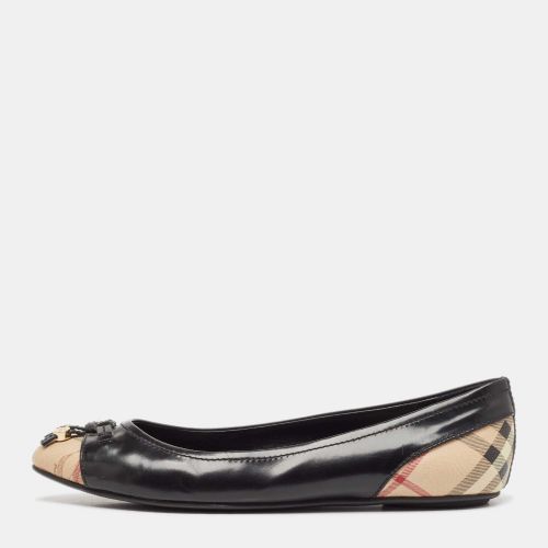 Patent Leather and Coated Canvas Ballet Flats Size 38 - Burberry - Modalova