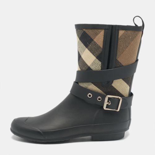 Black House Check Canvas and Rubber Rain Boots Size 37 - Burberry - Modalova