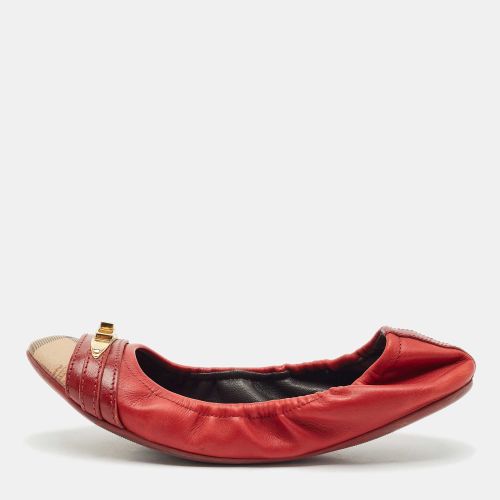 Tricolor Leather and House Check Canvas Buckle Detail Scrunch Ballet Flats Size 38 - Burberry - Modalova