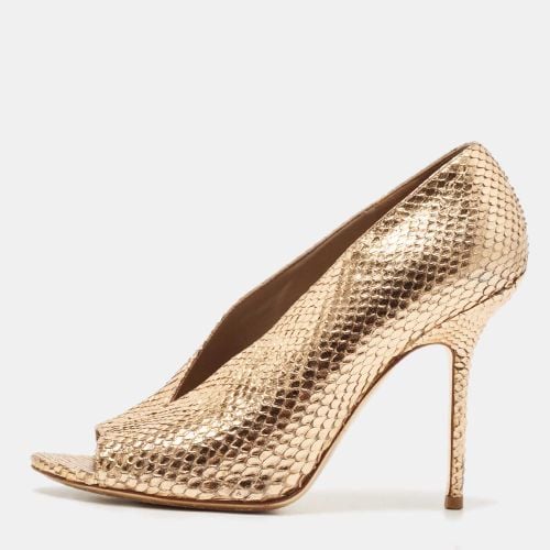 Metallic Snakeskin Embossed Leather Peep Toe Pumps Size 36 - Burberry - Modalova