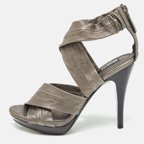 Leather Platform Ankle Wrap Sandals Size 39 - Burberry - Modalova