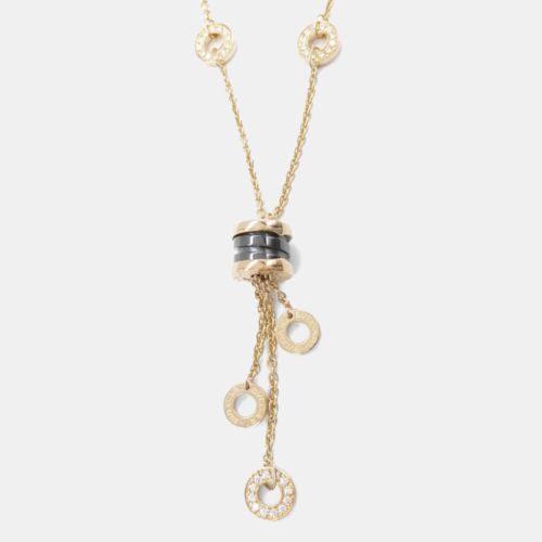 K Gold B.Zero1 Black Ceramic Diamonds Tassel Necklace - Bvlgari - Modalova