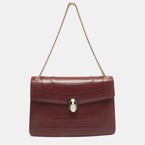 Bugundy Leather Medium Serpenti Forever Shoulder Bag - Bvlgari - Modalova