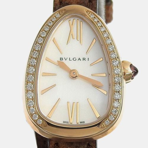 Mother of Pearl 18k Rose Gold Serpenti Quartz Women's Wristwatch 13 mm - Bvlgari - Modalova