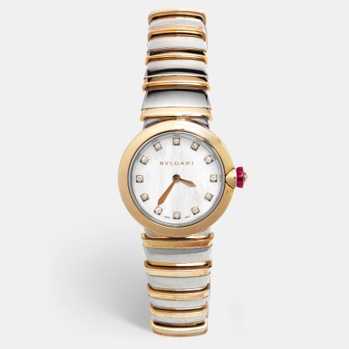 Mother of Pearl Diamond 18K Rose Gold Stainless Steel Lvcea 102194 Women's Wristwatch 28 mm - Bvlgari - Modalova