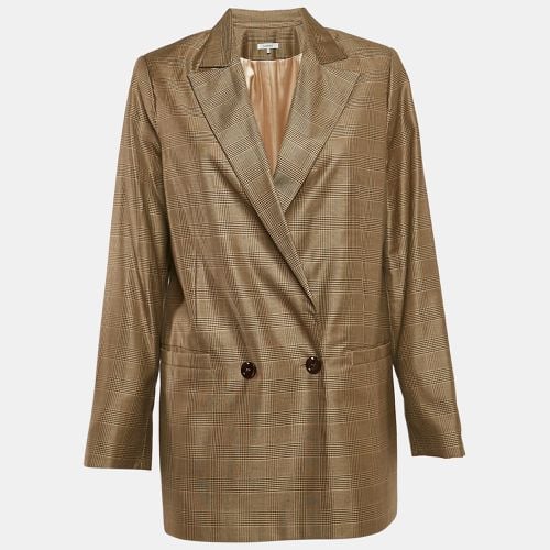 Plaid Silk Blend Double Breasted Blazer L - Ganni - Modalova