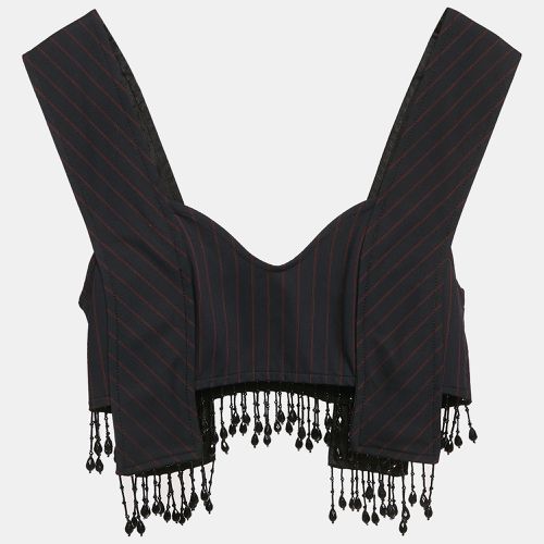 Stripe Cotton Blend Bead-Fringe Trimmed Crop Top S - Ganni - Modalova