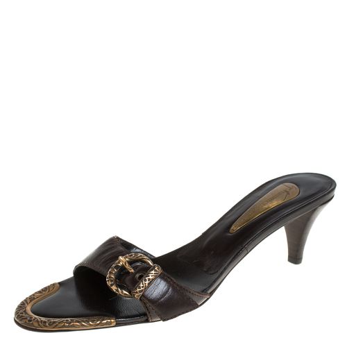 Leather Buckle Detail Open Toe Sandals Size 37 - Giuseppe Zanotti - Modalova