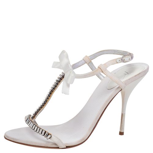 Fabric And Satin Embellished Ankle Strap Sandals Size 37.5 - Giuseppe Zanotti - Modalova