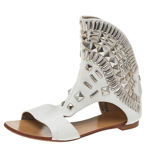 Leather Bootie Napa Blanco Flat Sandals Size 38 - Giuseppe Zanotti - Modalova