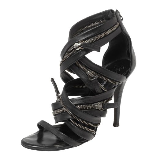 For Pierre Balmain Leather Zip-Embellished Sandals Size 36.5 - Giuseppe Zanotti - Modalova