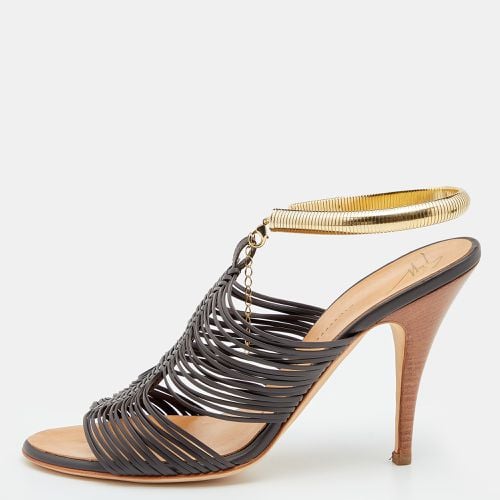 Dark Strappy Leather Sandals Size 38 - Giuseppe Zanotti - Modalova