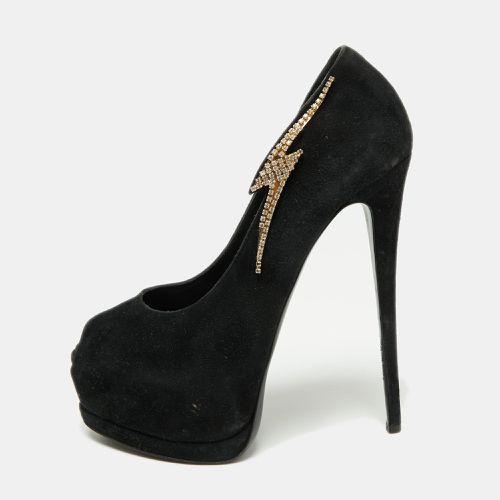 Suede Crystal Embellished Peep Toe Pumps Size 39 - Giuseppe Zanotti - Modalova