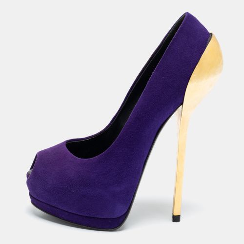 Suede Nana Metal Peep-Toe Platform Pumps Size 36 - Giuseppe Zanotti - Modalova