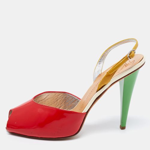 Tri-Color Patent Leather Peep Toe Slingback Sandals Size 40 - Giuseppe Zanotti - Modalova