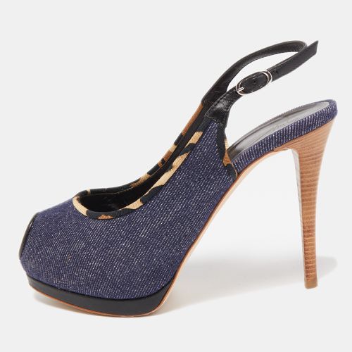 Denim Peep Toe Platform Slingback Pumps Size 37.5 - Giuseppe Zanotti - Modalova