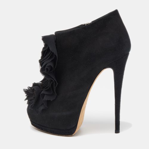 Suede Frill Peep Toe Ankle Boots Size 37 - Giuseppe Zanotti - Modalova