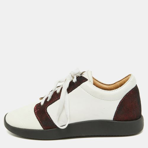 Burgundy Leather and Laminated Suede Low Top Sneakers Size 37 - Giuseppe Zanotti - Modalova