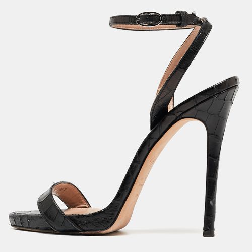 Croc Embossed Leather Ankle Strap Sandals Size 38.5 - Giuseppe Zanotti - Modalova