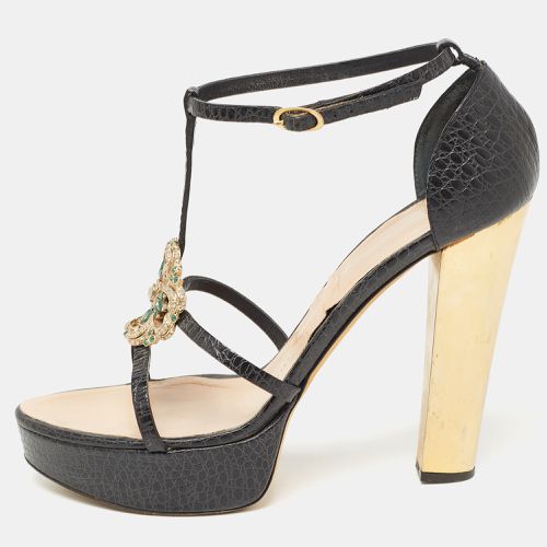 Croc Embossed Embellished Ankle Strap Sandals Size 39.5 - Giuseppe Zanotti - Modalova