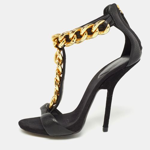 Suede and Leather Chain Detail T Strap Sandals Size 37.5 - Giuseppe Zanotti - Modalova