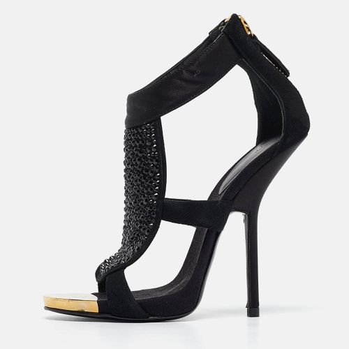 Satin and Suede Crystal Embellished Ankle Strap Sandals Size 36.5 - Giuseppe Zanotti - Modalova