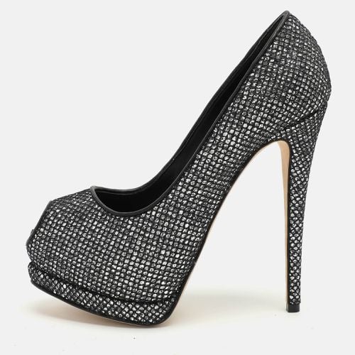 Black Glitter and Leather Platform Pumps Size 38 - Giuseppe Zanotti - Modalova