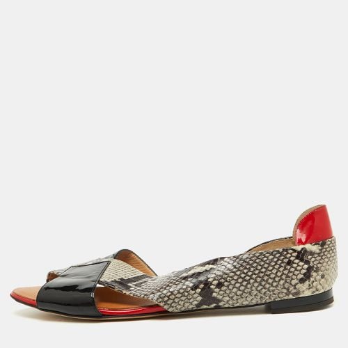 Python Embossed and Patent Leather D'orsay Flat Sandals Size 41 - Giuseppe Zanotti - Modalova