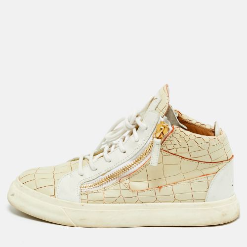 White Croc Embossed and Leather Kriss High Top Sneakers Size 37 - Giuseppe Zanotti - Modalova