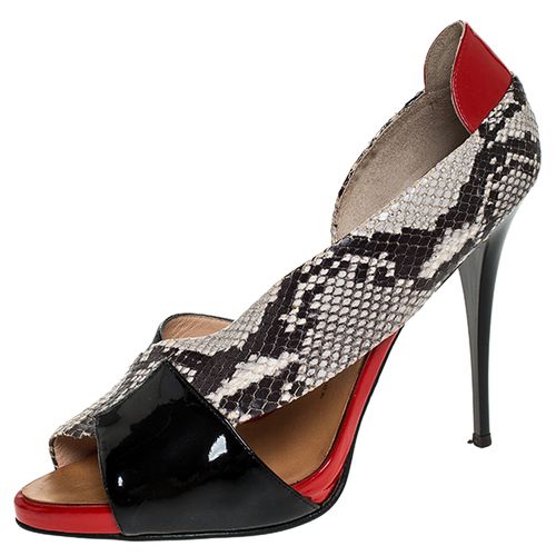 Red Cross Patent Leather and Python Embossed Leather Open Toe Sandals Size 41 - Giuseppe Zanotti - Modalova