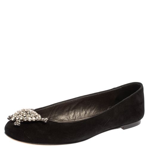 Suede Crystal Embellished Ballet Flats Size 36 - Giuseppe Zanotti - Modalova