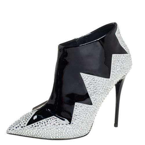 Patent Leather And Suede Crystal Zig Zag Patterned Booties Size 36.5 - Giuseppe Zanotti - Modalova