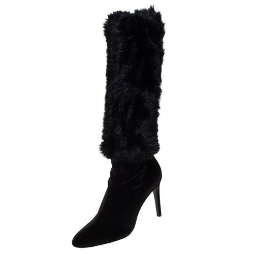 Stretch Fabric And Fur Bimba Knee High Boots Size 40 - Giuseppe Zanotti - Modalova