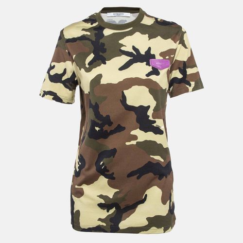 Camouflage Print Leather Applique Jersey T-Shirt XS - Givenchy - Modalova