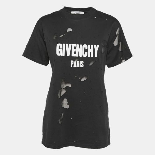 Logo Print Distressed Cotton Crew Neck T-Shirt XXS - Givenchy - Modalova