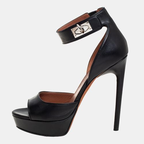 Leather Shark Tooth Ankle Strap Open Toe Platform Sandals Size 39 - Givenchy - Modalova