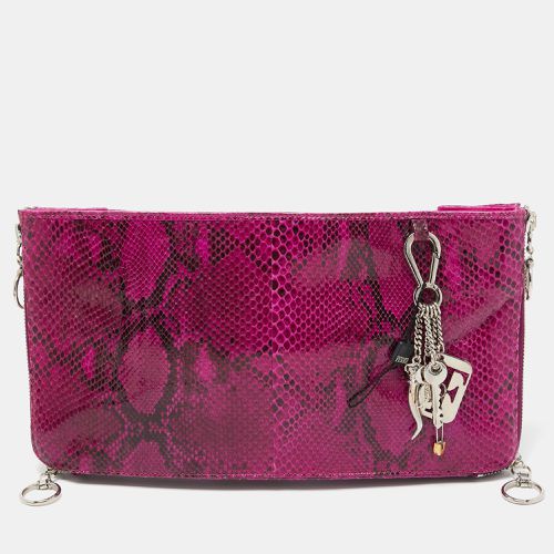 Magenta Python Side Zip Oversized Clutch - Gianfranco Ferre - Modalova