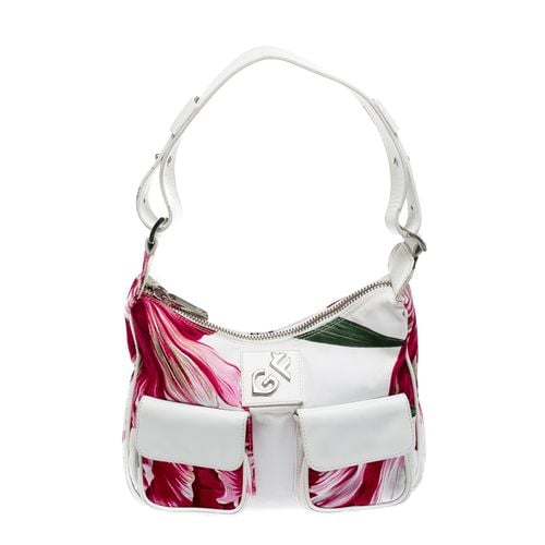 Pink Floral Print Canvas and Leather Pocket Shoulder Bag - Gianfranco Ferre - Modalova