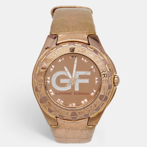 Rose Gold Plated Stainless Steel Leather 9040M Limited Edition Unisex Wristwatch 44 mm - Gianfranco Ferre - Modalova