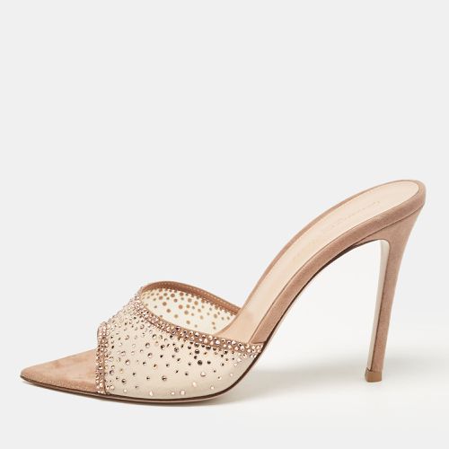 Suede and Organza Embellished Rania Mules Size 38.5 - Gianvito Rossi - Modalova