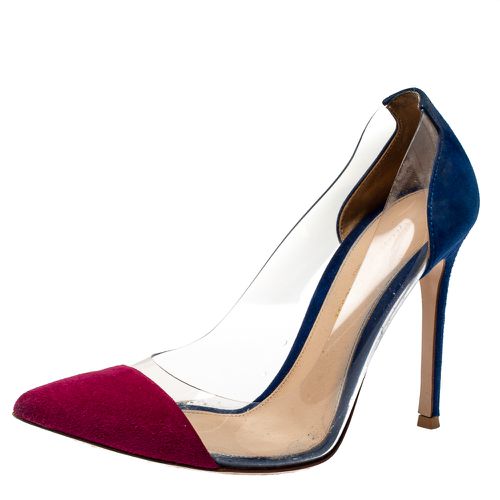 Blue Suede and PVC Plexi Pumps Size 36 - Gianvito Rossi - Modalova