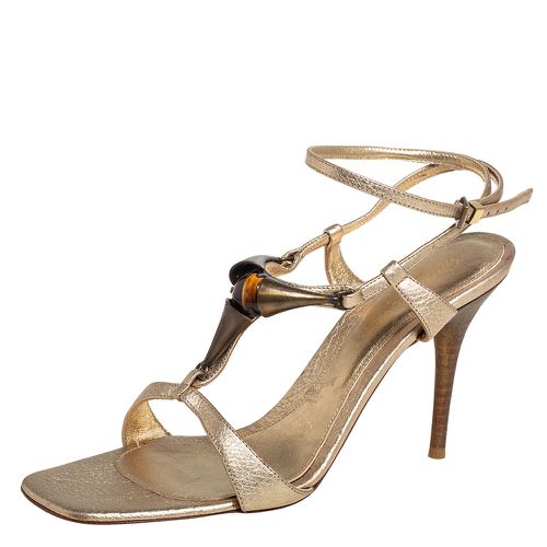 Leather Embellished Ankle Strap Sandals Size 37 - Gianvito Rossi - Modalova