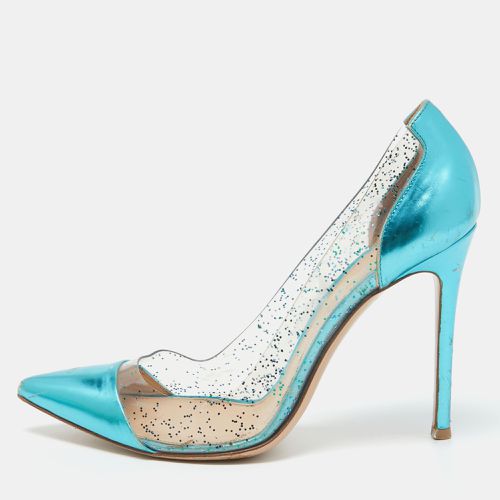 Blue Leather and Glitter PVC Plexi Pumps Size 38.5 - Gianvito Rossi - Modalova