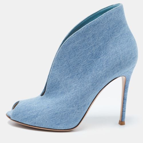 Denim Vamp Peep Toe Booties Size 37.5 - Gianvito Rossi - Modalova